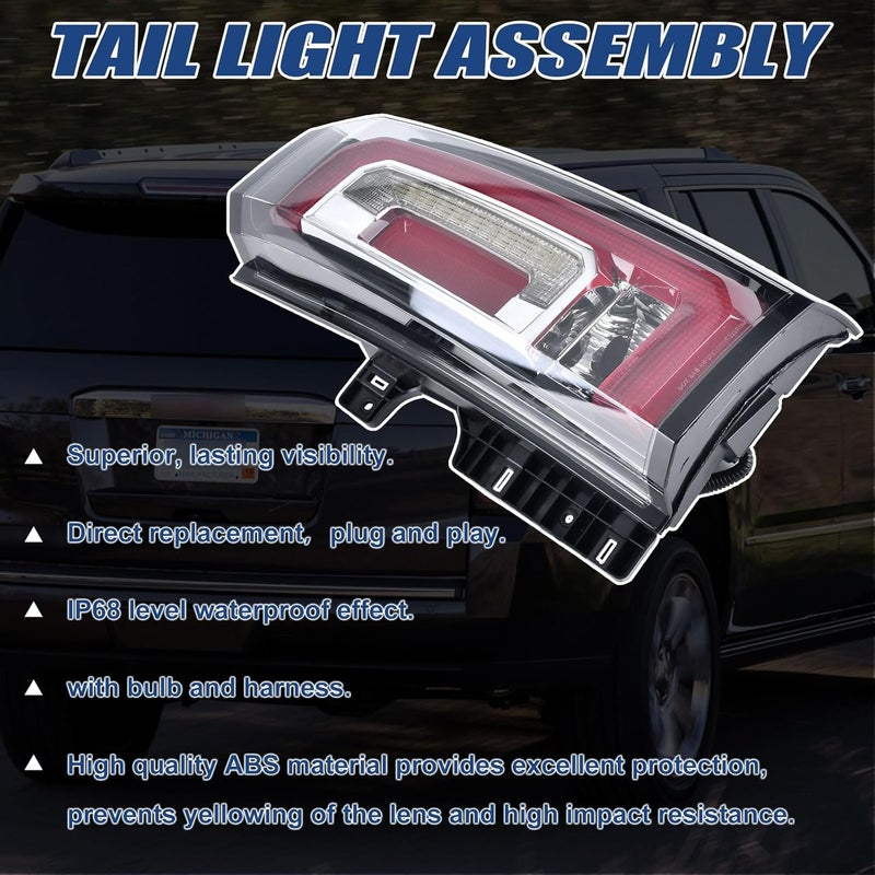 Goopool Tail Lights Assembly Compatible with GMC Yukon XL 2015 2016 2017 2018 2019 2020 LED Right Passenger Side Taillight Brake Turn Signal Assembly With Bulb Replaces 23380460 84536243 GM2801268 - Image 3